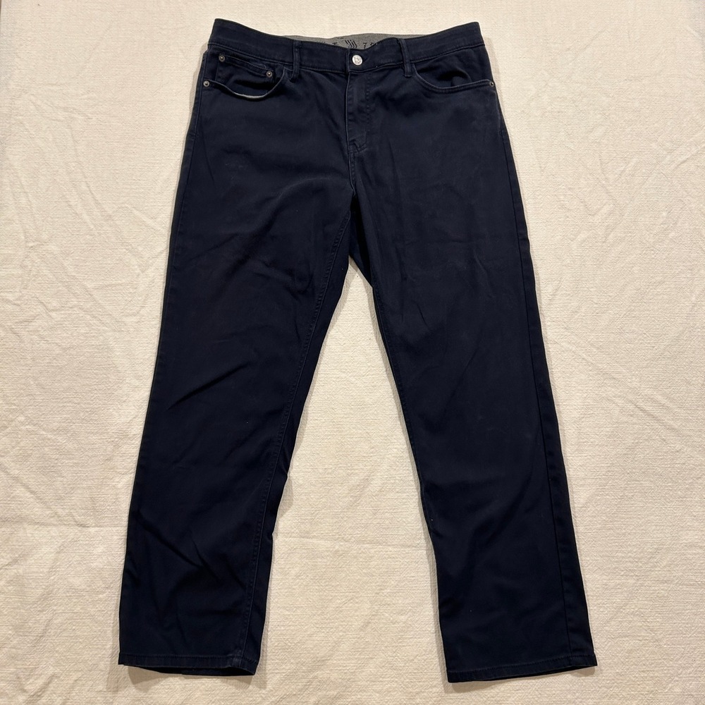 Izod Mens Regular Fit Navy Blue Stretch Cotton Blend Pants 36x30 1482703